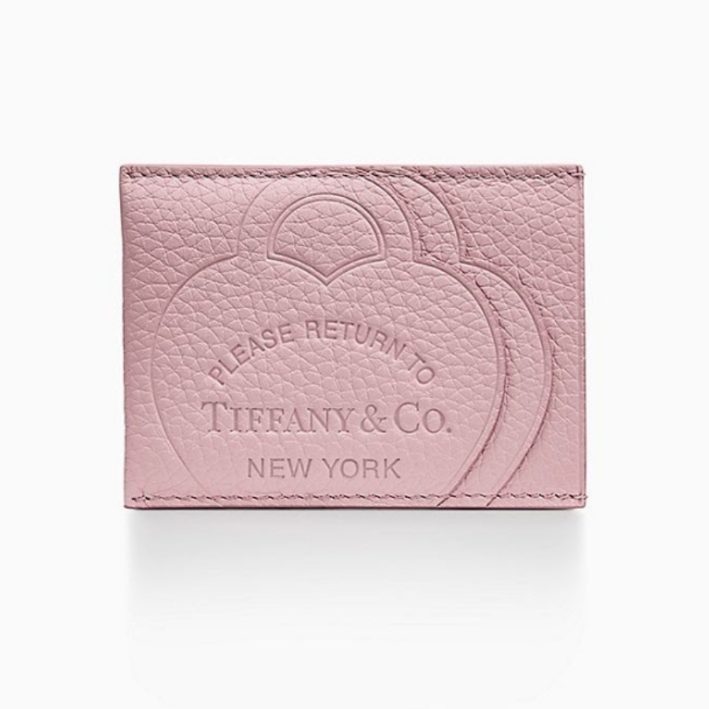 Tiffany & Co. Pink Leather Card Holder with Embossed Logo